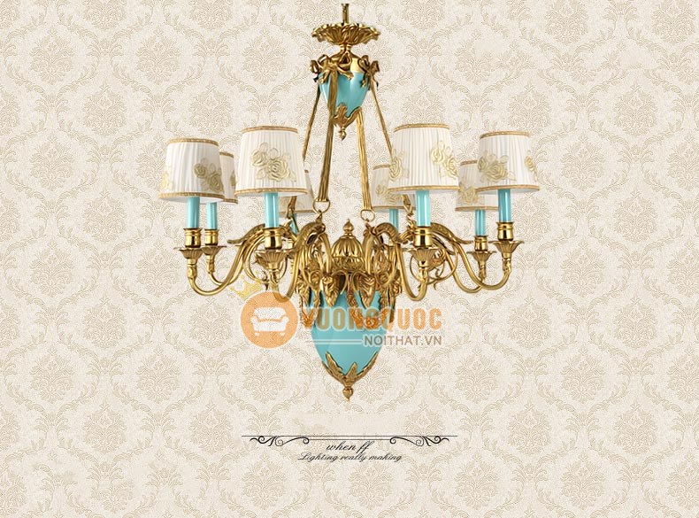 Đèn chùm đồng trang trí họa tiết tinh xảo abr154-9